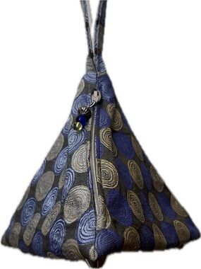 Handmade Embroidered Spiral Wristlet Clutch in Blue and Gray